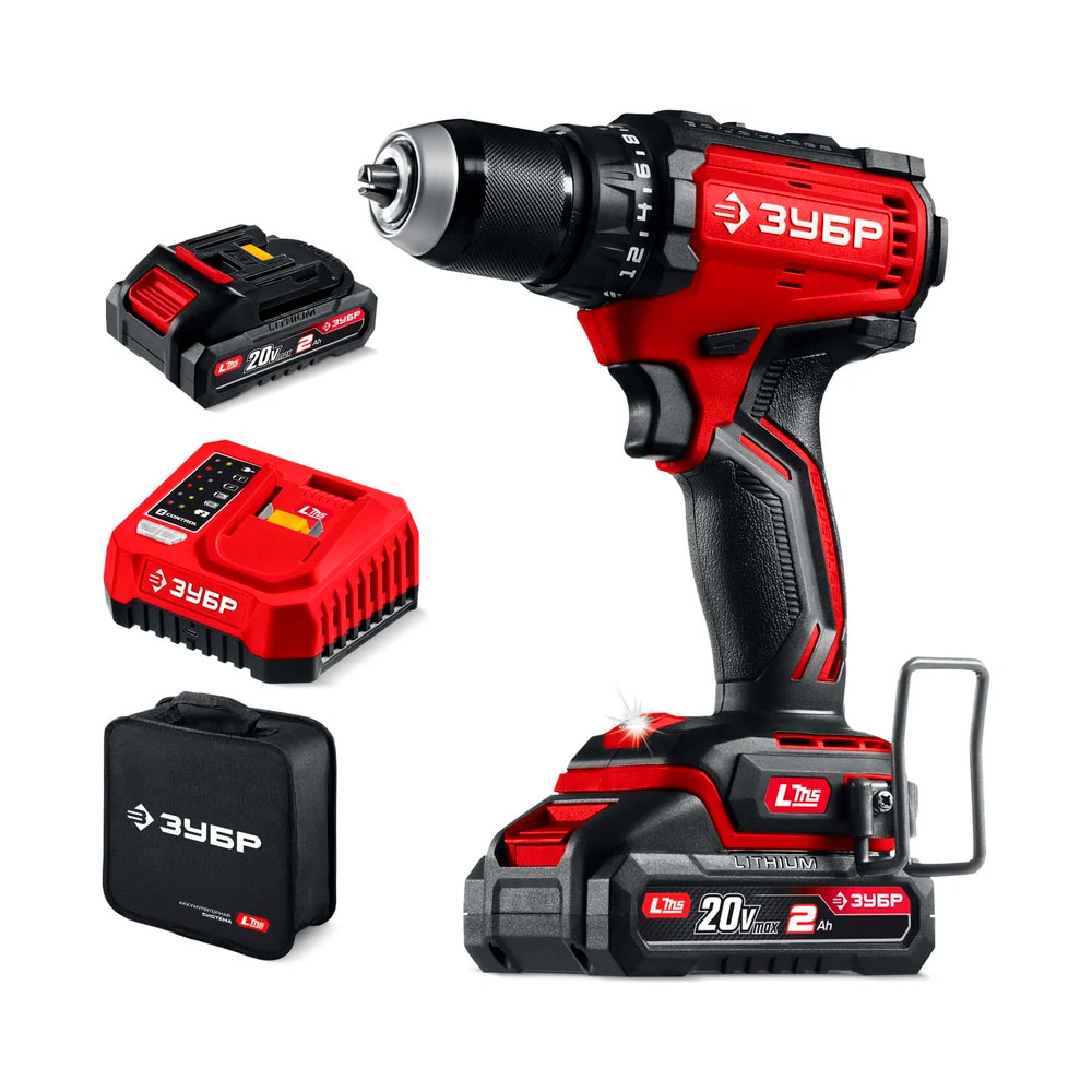Фото Бесщеточная дрель-шуруповерт, 65 Н·м, 2 АКБ LMS (2 А·ч), 20 В, сумка, ЗУБР {ДБ-65-22} (1)