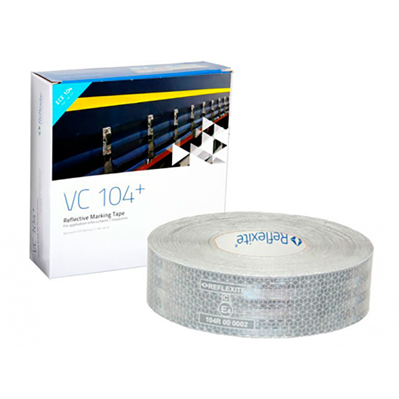 Фото Светоотражающая лента ORALITE VC104+ (REFLEXITE) CURTAIN GRADE, белая, для тента, 50 мм х 50 м {or.vc104.cg.w.50}