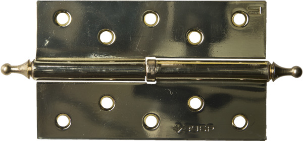 Фото Петля дверная разъемная ЗУБР "ЭКСПЕРТ", 1 подшипник, цвет латунь (PB), правая, с крепежом, 125х75х2,5мм, 2 шт {37605-125-1R}