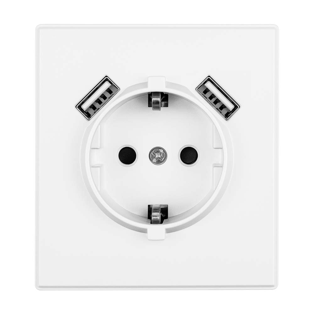 Фото Розетка электрическая, белая, 1 пост, USB-A, USB-A, с рамкой Vell Air {V702081} (4)
