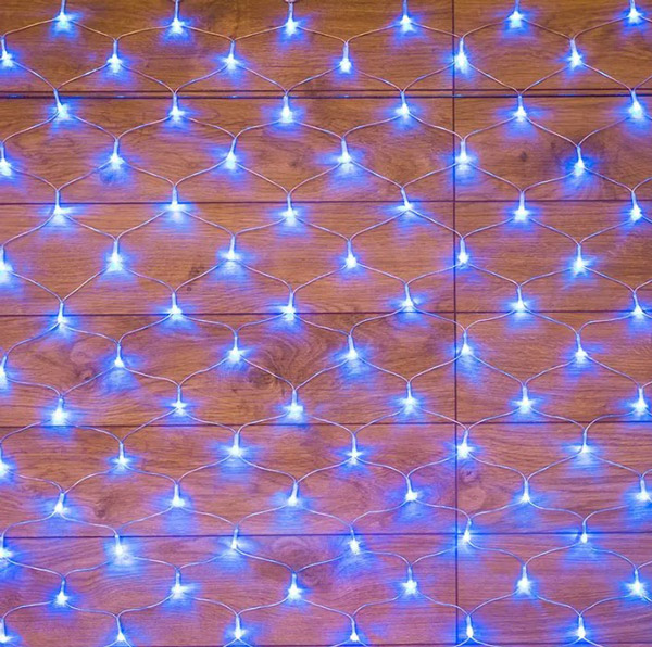 Фото Гирлянда "Сеть" 1,8х1,5м, прозрачный ПВХ, 180 LED, цвет: синий {215-133}