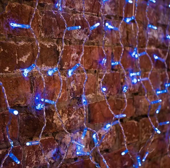 Фото Гирлянда "Светодиодный Дождь" 2x0,8м, прозрачный провод, 230 В, диоды Синие, 160 LED {235-103}