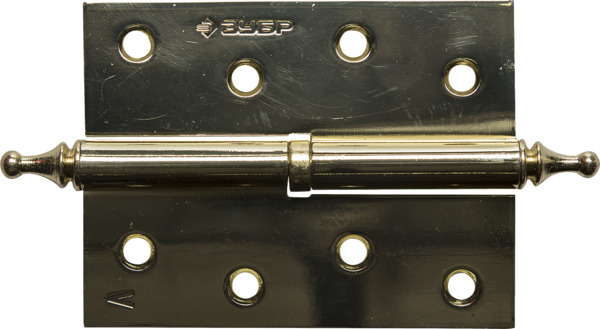 Фото Петля дверная разъемная ЗУБР "ЭКСПЕРТ", 1 подшипник, цвет латунь (PB), левая, с крепежом, 100х75х2,5мм, 2 шт {37605-100-1L}