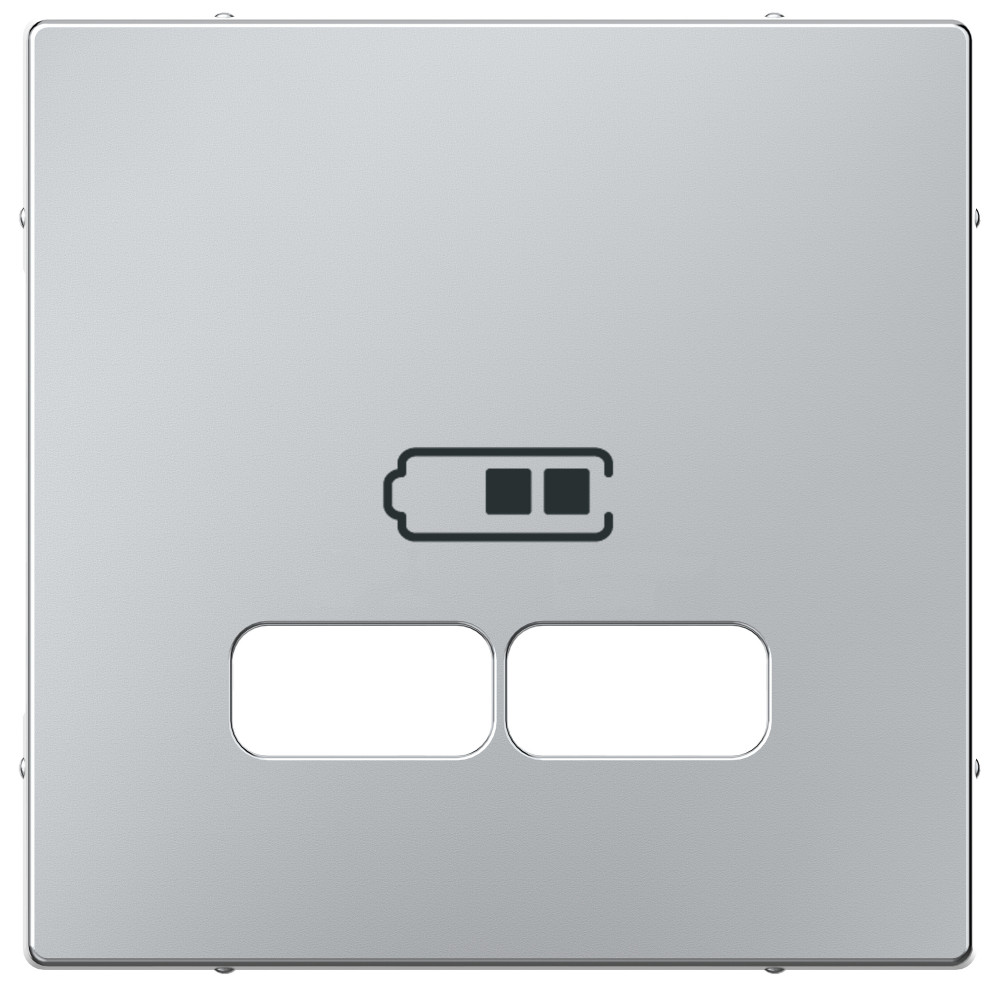 Фото Центральная накладка MERTEN для USB механизма 2,1а, алюминий, SM {MTN4367-0460}