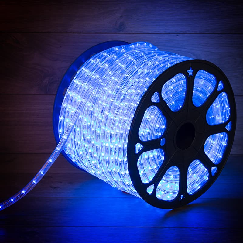 Фото Дюралайт LED, постоянное свечение (2W) - синий, 24 LED/м, Ø10мм, бухта 100м {121-123-3}