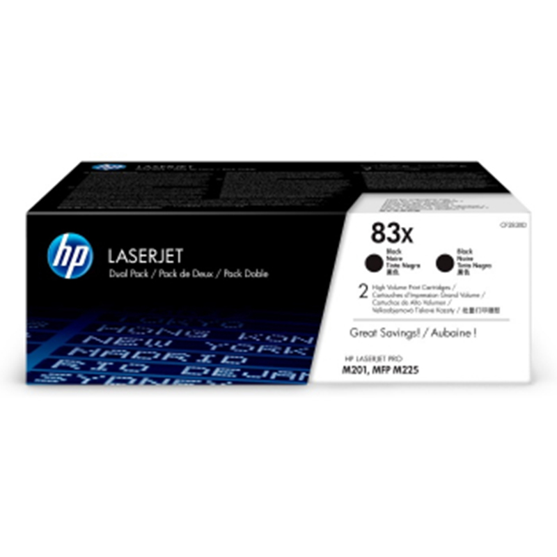 Фото Картридж HP 83X лазерный увеличенной емкости упаковка 2 шт (2*2200 стр) {CF283XD}