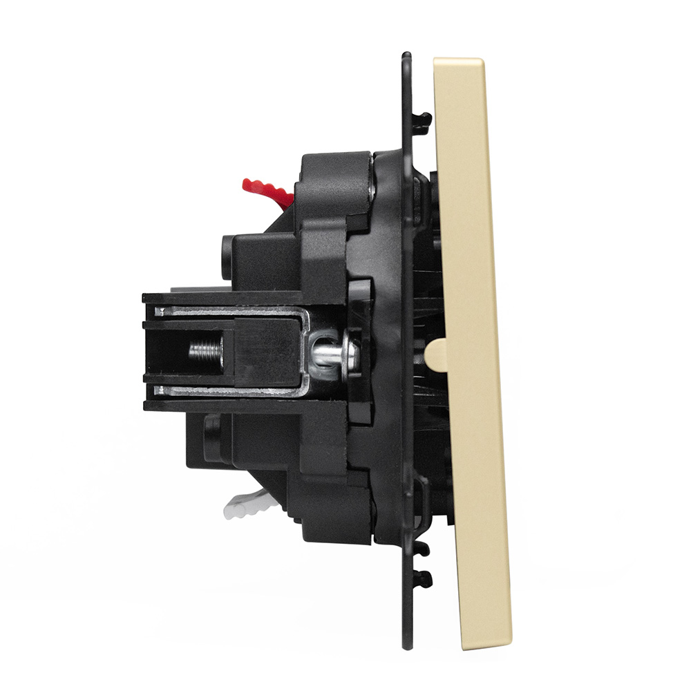 Фото Выключатель c подсветкой золотой, двухклавишный, 1 пост, с тонкой пластиковой рамкой Vell EchoGrand {GD1P-2L-EchoGrand} (7)