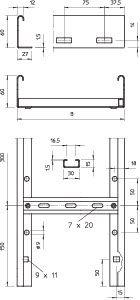 Фото Лоток лестничный 300х60 L3000 сталь 1.5мм LG 630 VS 3 FT гор. оцинк. OBO 6208566