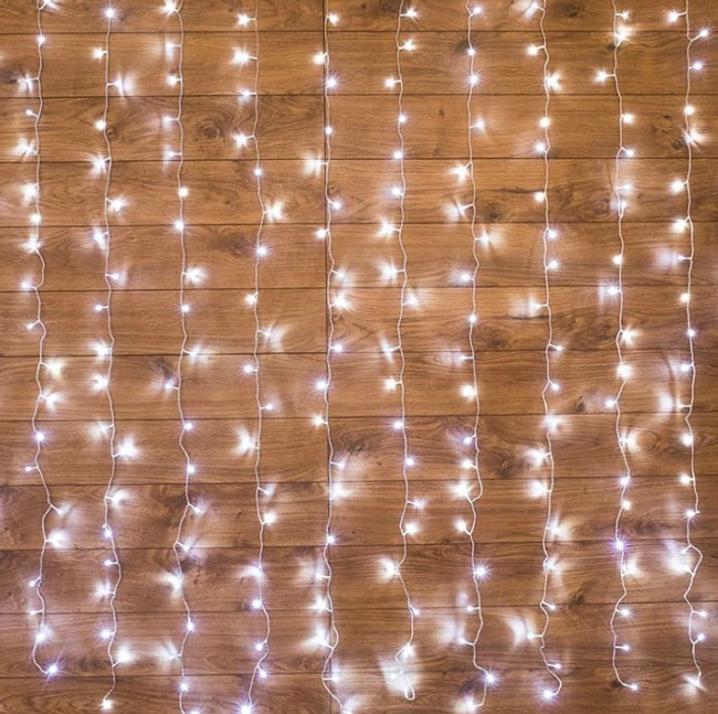 Фото Гирлянда "Светодиодный дождь" 2х3 м, свечение с динамикой, прозрачный провод, 230 В, цвет белый {235-065}