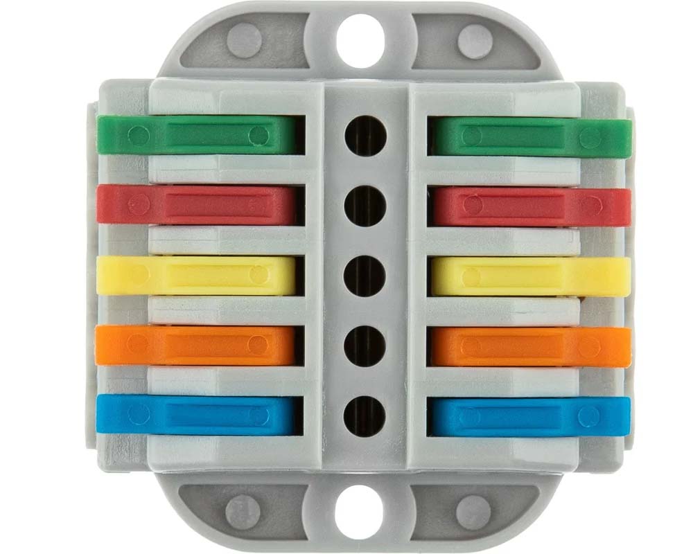 Фото Клемма СМК 222-425P проходная 5 полюсов, с монтажной площадкой (0,08-4 мм²), серая (блистер 4 шт./уп.) REXANT {07-6265-4} (3)