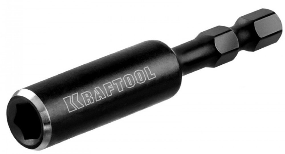 Фото Адаптер KRAFTOOL "PRO" Impact Pro для бит, для ударных шуруповертов, хвостовик E 1/4", магнитный, 60мм {26801-60}