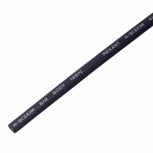 Фото Термоусаживаемая трубка клеевая Rexant 6,0/2,0 мм, черная {20-6008} (1 метр)