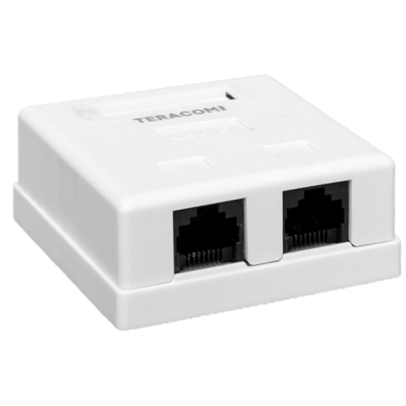 Фото Розетка настенная TERACOM PRO кат.6 неэкранированная 2 порта RJ-45 Dual IDC бел. EKF TRP-WBOX-2RJ45-6UTP-WH