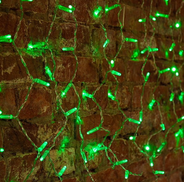 Фото Гирлянда "Светодиодный Дождь" 2x0,8м, прозрачный провод, 230 В, диоды Зеленые, 160 LED {235-104}