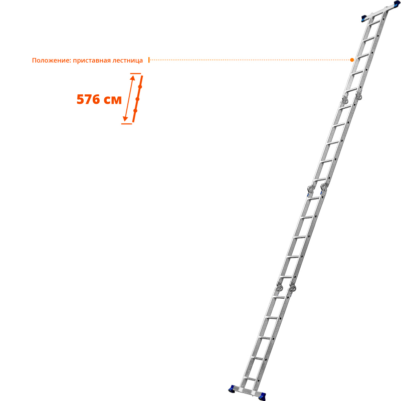 Фото СИБИН ЛТ-45 лестница-трансформер, 4x5 ступеней, алюминиевая {38853} (3)