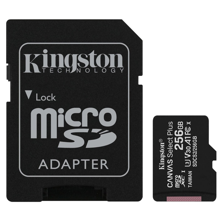Фото Флеш карта microSD 256GB Kingston microSDXC Class 10 UHS-I U1 Canvas Select Plus (SD адаптер) 100MB/s {SDCS2/256GB}