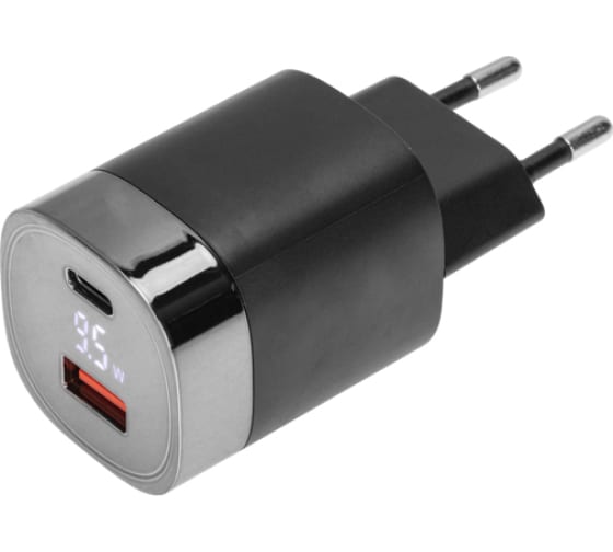 Фото Сетевое зарядное устройство USB QC (30W) + Type C PD (33W), с дисплеем REXANT {18-2224}