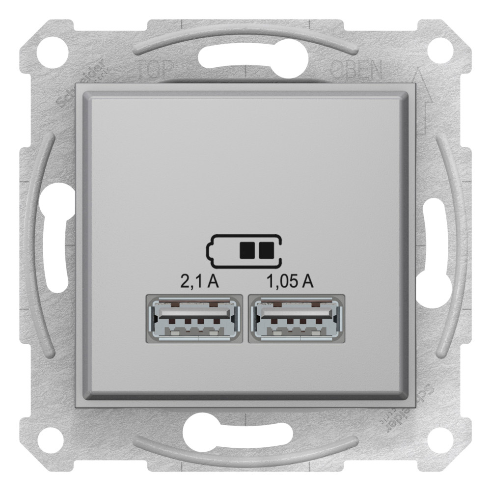 Фото USB розетка SEDNA, 2,1а (2x1,05а), алюминий {SDN2710260}