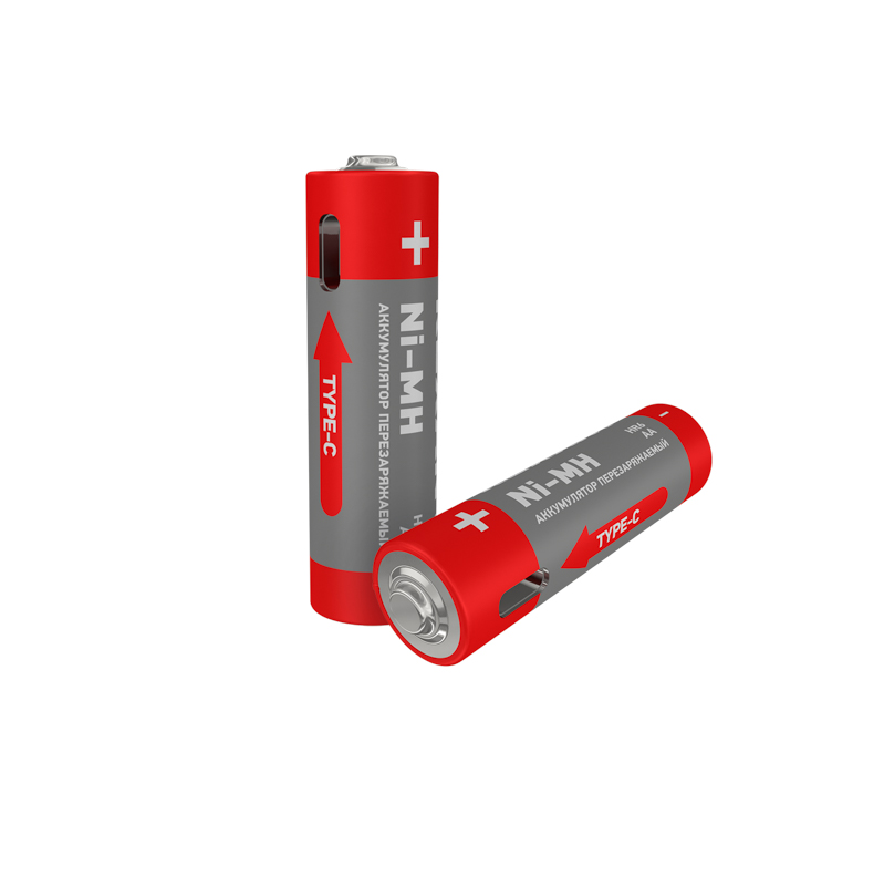 Фото Батарейка аккумуляторная ААА, 900 мАч, 2 шт, мизинчиковая, зарядка от USB Type-C REXANT {30-2033}