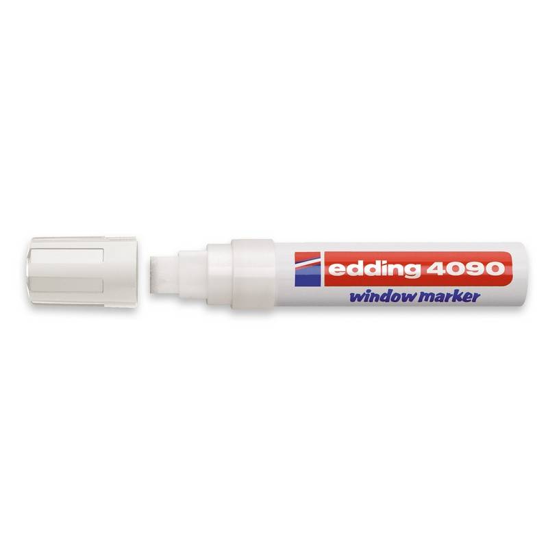 Фото Меловой маркер для окон Edding E-4090 белый, смываемый, 4-15 мм (блистер) {E-4090#1-B#49}