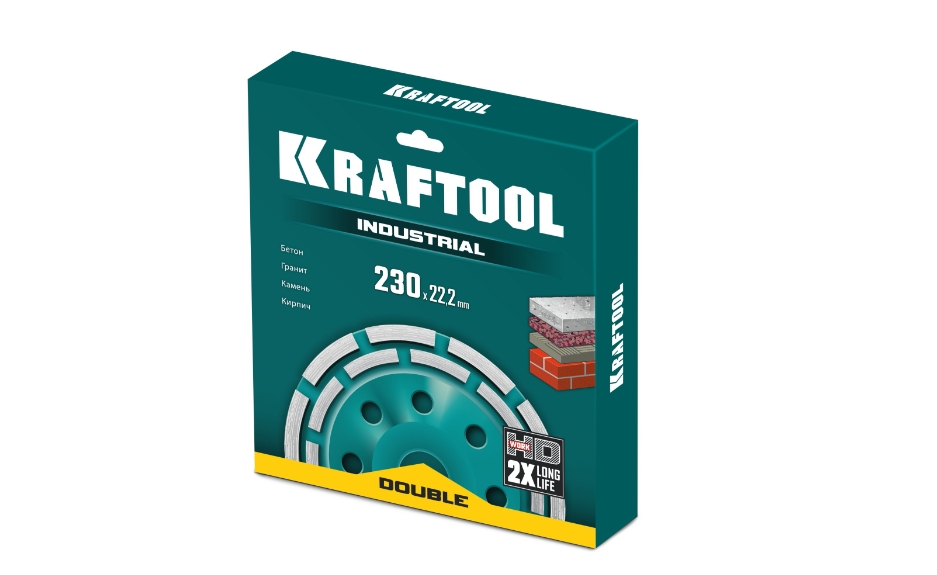 Фото Двухрядная алмазная чашка KRAFTOOL Double d 230 мм, INDUSTRIAL {33369-230} (1)