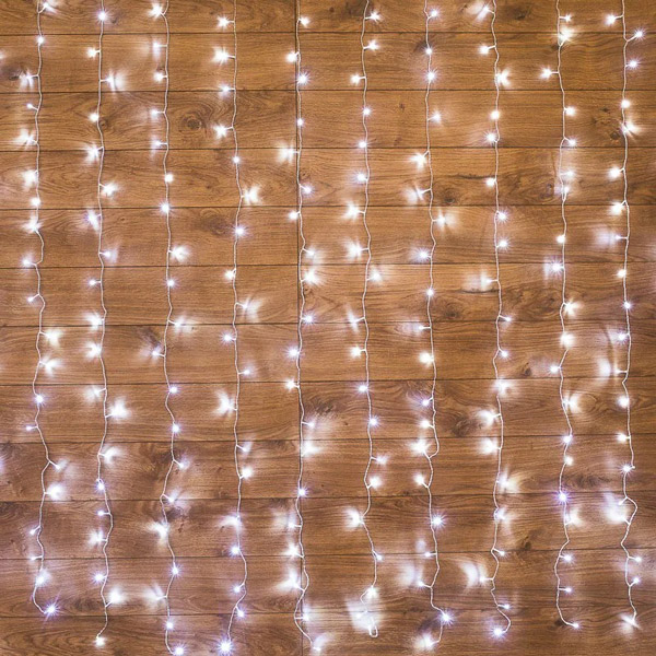 Фото Гирлянда «Светодиодный дождь» 3х2 м, свечение с динамикой, прозрачный провод, 230 В, цвет белый {235-091}