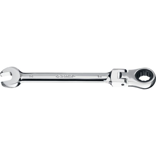 Фото Комбинированный гаечный ключ трещоточный шарнирный 14 мм, ЗУБР {27101-14}
