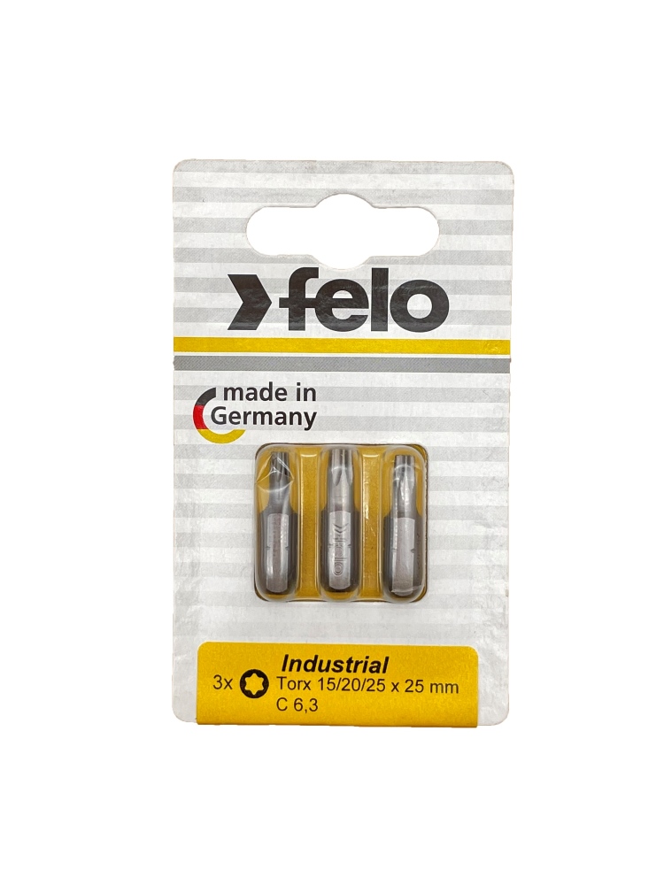 Фото Биты TX15/TX20/TX25 25мм, серия Industrial, 3 шт в блистере Felo {02693316}