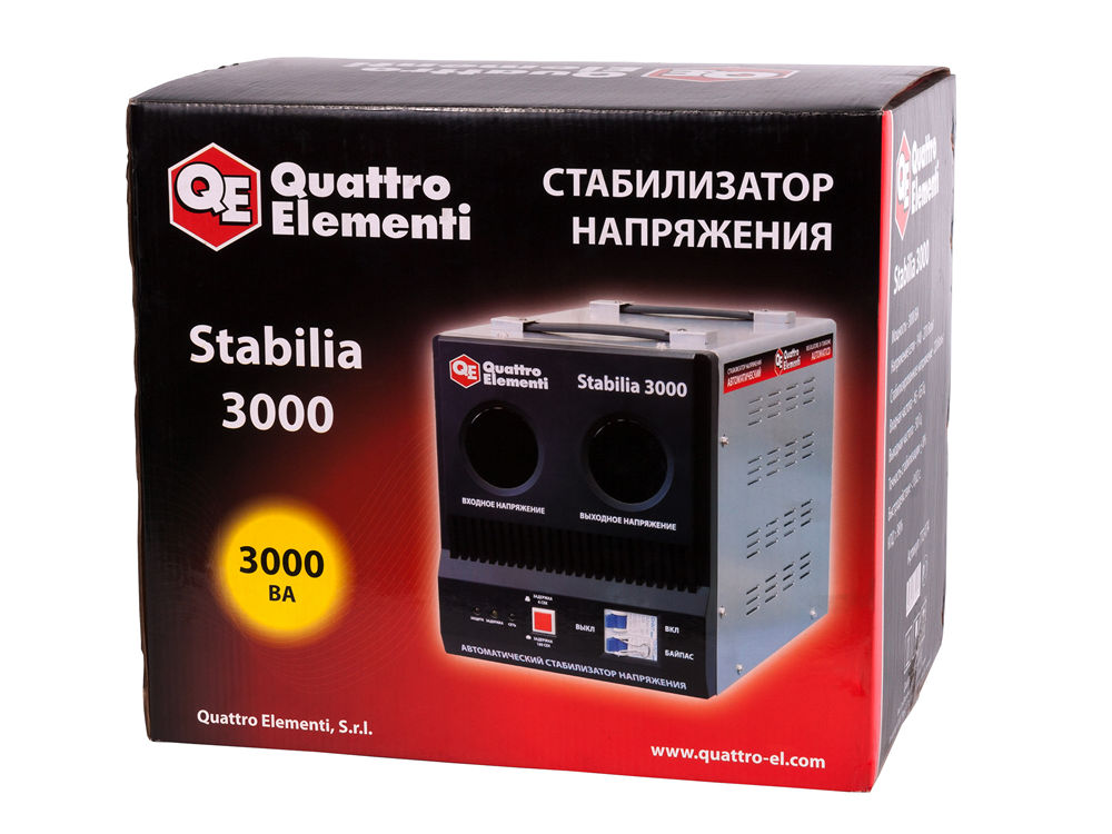 Фото Стабилизатор напряжения Quattro Elementi Stabilia 3000 (3000 ВА, 140-270 В, 8,0 кг, байпас) {772-074} (5)