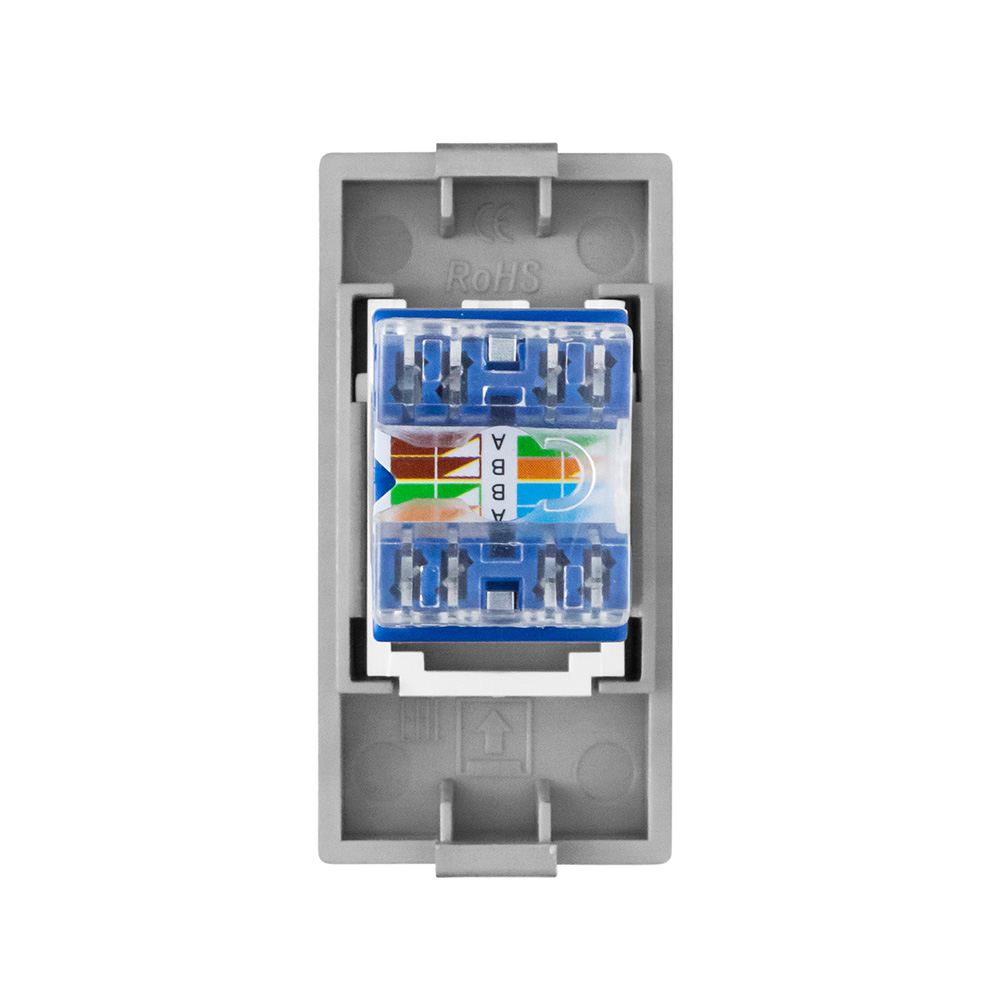 Фото Розетка серая, 1/2, RJ CAT6, модуль, Vell {GY-1/2-RJ} (2)