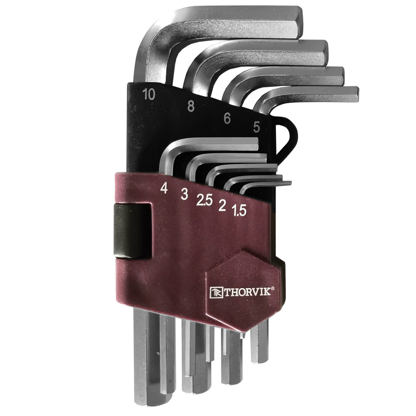 Фото HKS9S Набор ключей торцевых шестигранных коротких Thorvik, H1.5-H10, 9 предметов {53021}