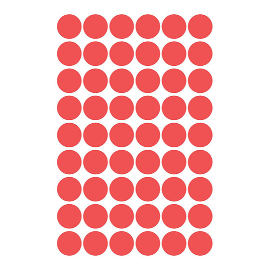 Фото Этикетки точки, красные Ø 12 мм (5 страниц, 270 этикеток) {3141} (1)