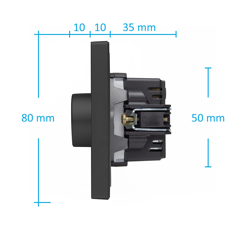 Фото Диммер черный, механический поворотный, с тонкой пластиковой рамкой Vell {BK-1D-Grand} (2)