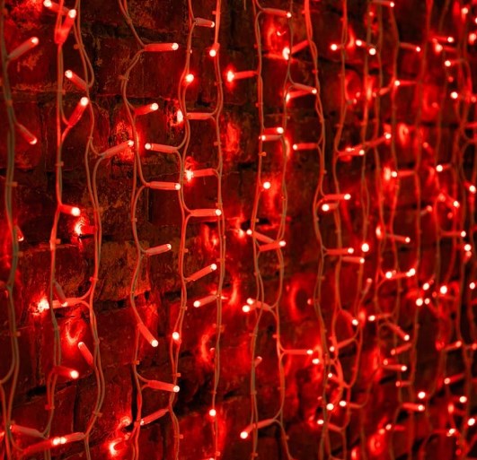 Фото Гирлянда "Светодиодный Дождь" 2х3м, постоянное свечение, прозрачный провод, 230 В, диоды красные {235-152-6}