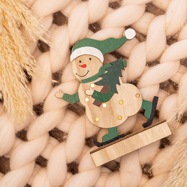 Фото Деревянная фигурка с подсветкой «Снеговик» 18 см NEON-NIGHT {504-017}