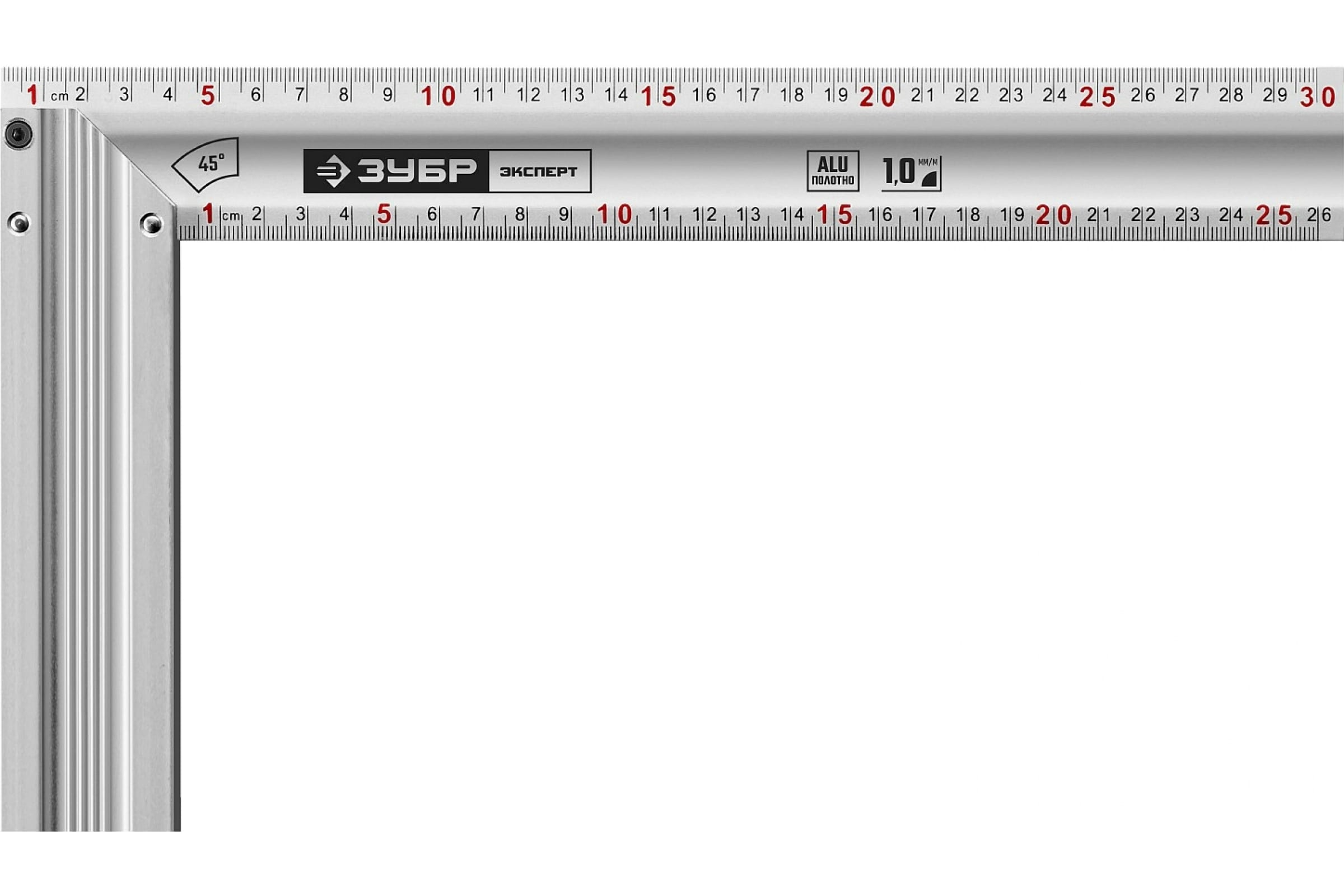 Фото ЗУБР ЭКСПЕРТ 300 мм жесткий столярный угольник с усиленным алюминиевым полотном {34392-30}