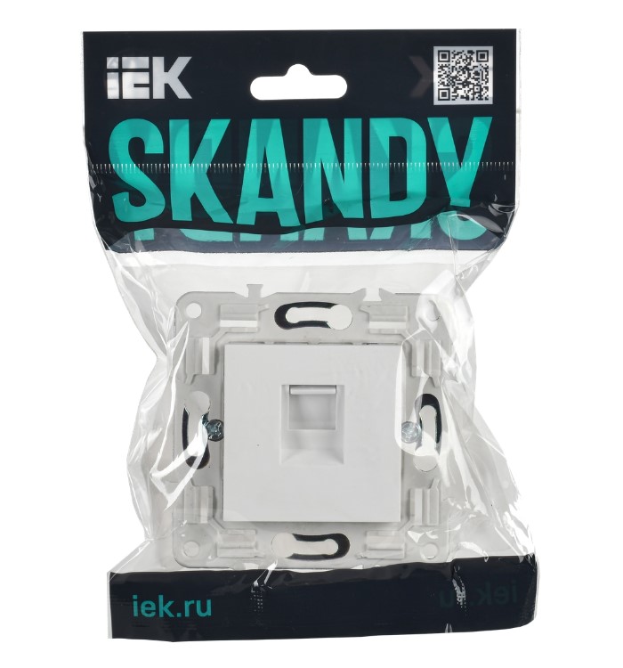 Фото Розетка компьютерная RJ45 кат.5E SKANDY SK-K01W арктич. бел. IEK SK-K10-1-K01 (1)