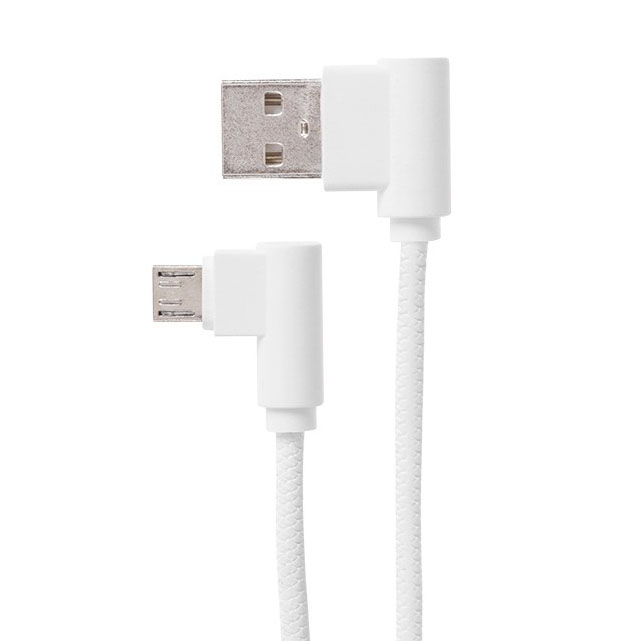Фото USB кабель microUSB, шнур «soft touch» 1 м, белый (угловые разьемы) {18-7027-9}