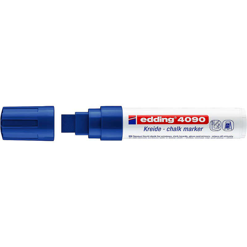 Фото Маркер меловой Edding E-4090 синий, клиновидный наконечник 4-15 мм, стираемый {E-4090#3}