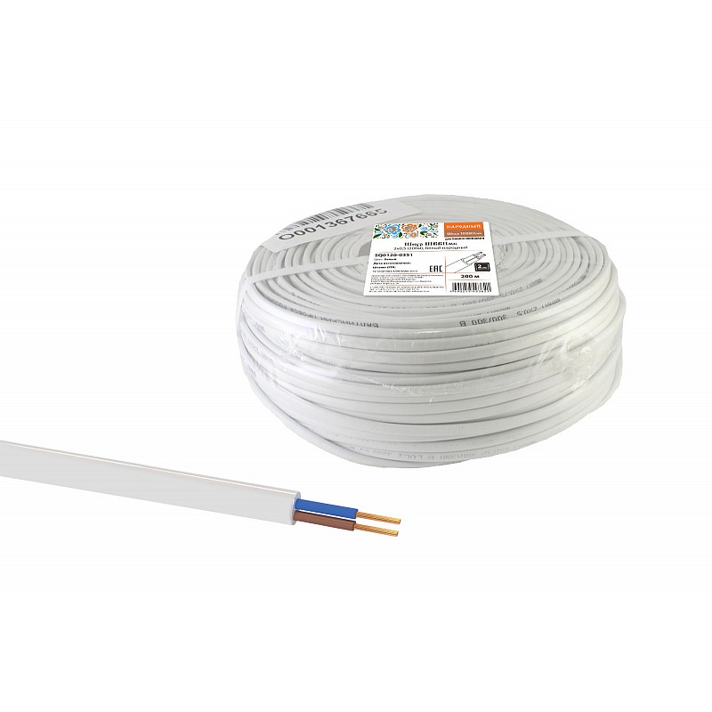 Фото Шнур ШВВПмб 2х0,75, белый Народный {SQ0120-0252}