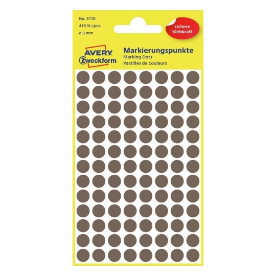 Фото Этикетки-точки, 4 л, серо-коричневые, d8 мм, круглые (416 этикеток в упак.) {3110}