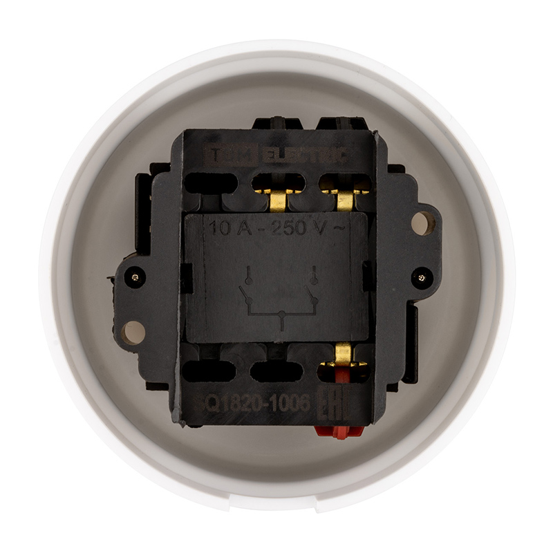 Фото Выключатель поворотный 2-кл. с ручкой (бантик) 10А белый «Виви» TDM {SQ1820-1006} (4)