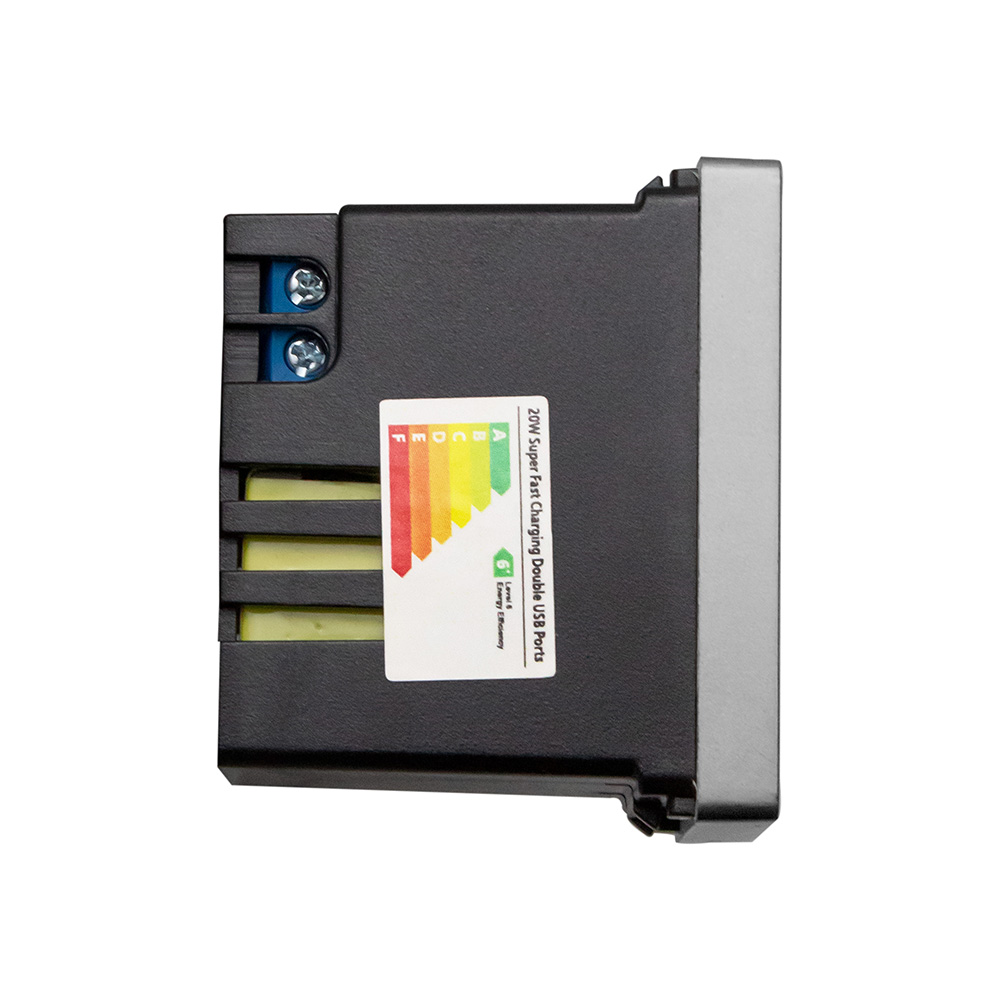 Фото Розетка серая, 1/2, USB A + USB С разъем, 4 А, 5 В, модуль, Vell {GY-1/2-AC} (1)