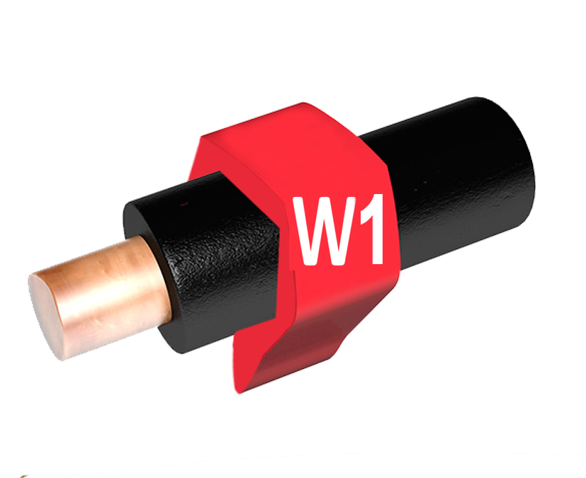 Фото Маркеры многознаковые Partex PA-1 на провода и кабели 1.5-4.0 мм², символ "W1", Ø 2.5-5.0 мм, красный (пачка 100 шт.) {PA-10006AV29.W1}