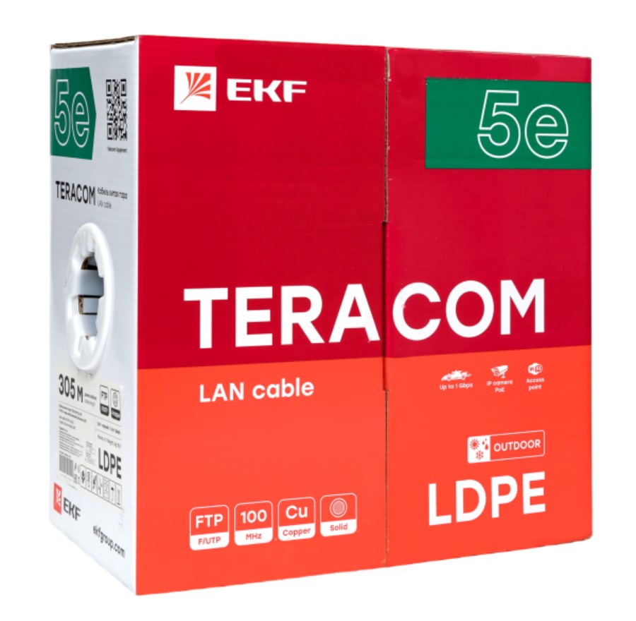 Фото Кабель витая пара F/UTP кат.5E 4 пары solid внешн. LDPE черн. TERACOM EKF TRC-5EFTP-04PE-BK-OUT3 (2)