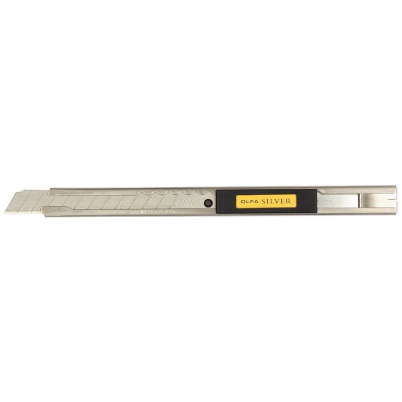 Фото Нож OLFA с выдвижным лезвием и корпусом из нержавеющей стали, 9мм {OL-SVR-1}