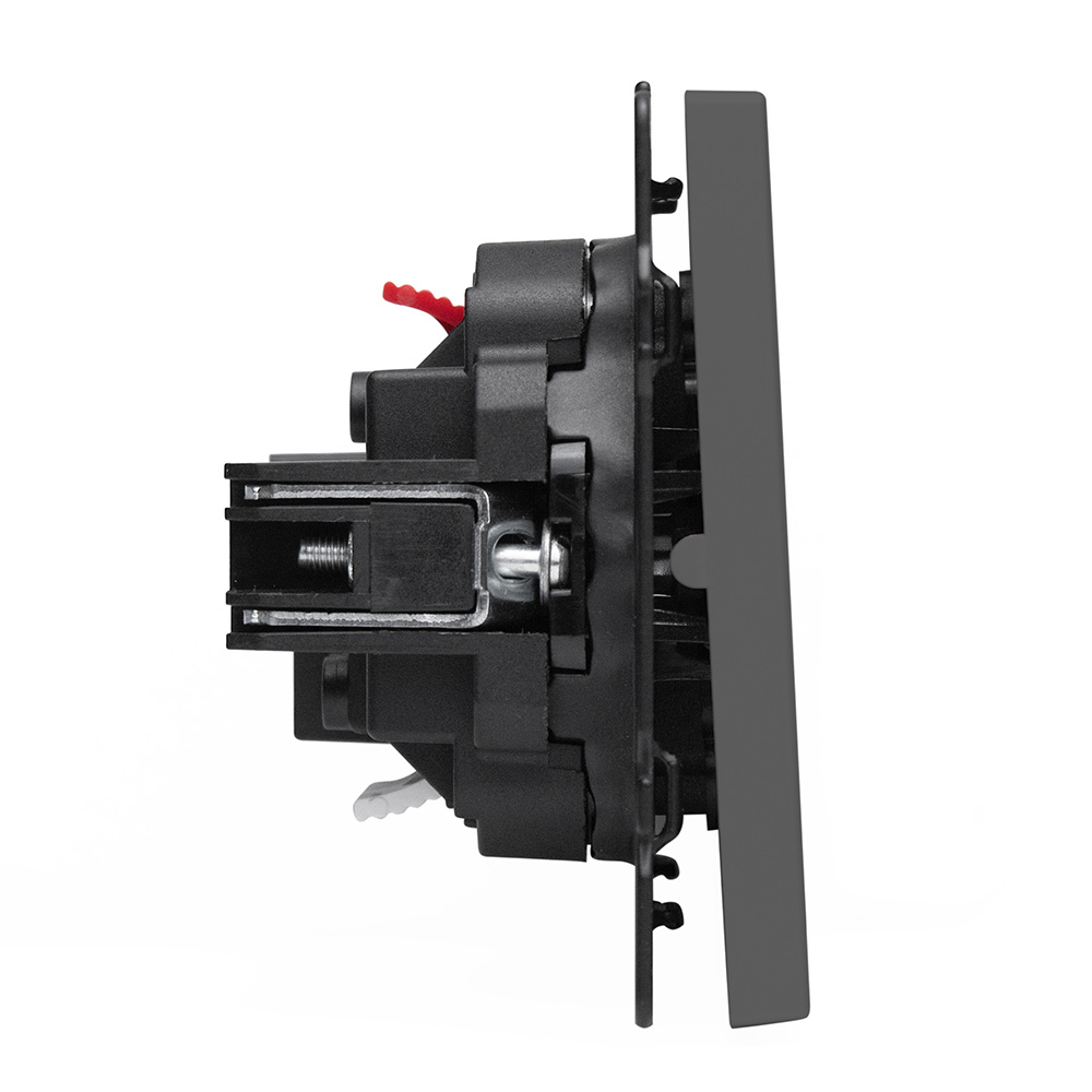 Фото Выключатель c подсветкой серый, двухклавишный, 1 пост, с тонкой пластиковой рамкой Vell {GY1P-2L-EchoGrand} (8)