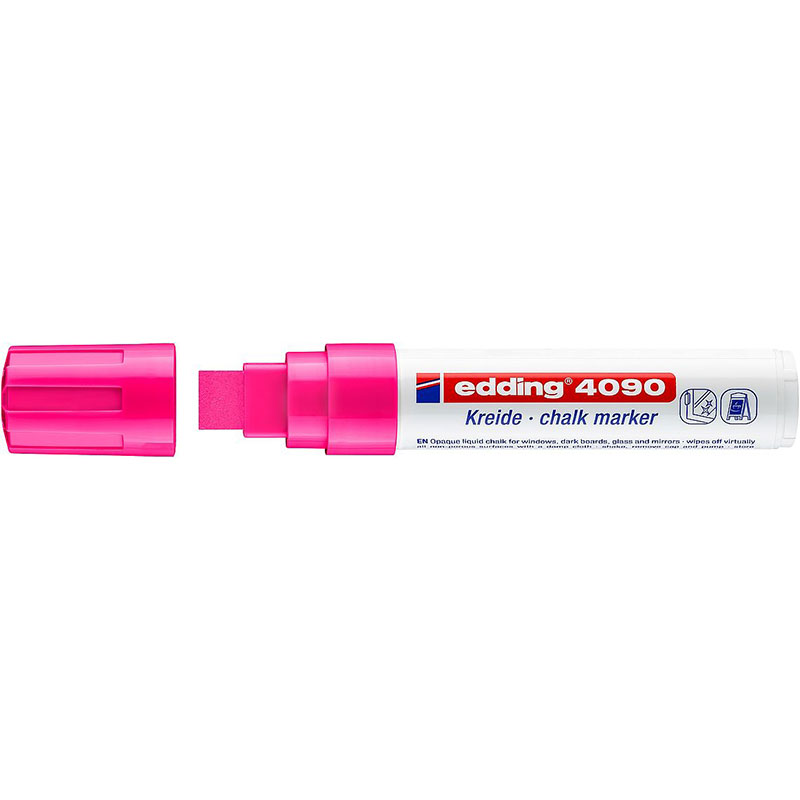 Фото Маркер меловой Edding E-4090 розовый, клиновидный наконечник, 4-15 мм, стираемый {E-4090#69}