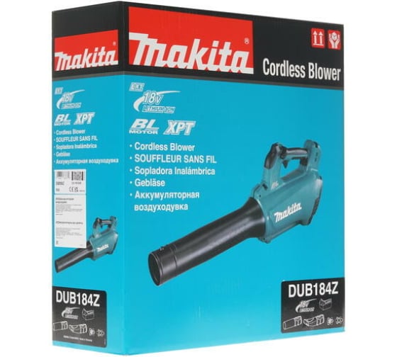 Фото Воздуходув аккумуляторный MAKITA LXT BL 18В, 13 м³/мин, 52 м/с, плоская насадка {DUB184Z} (1)