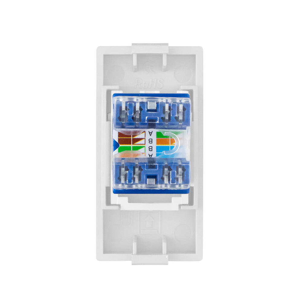 Фото Розетка белая, 1/2, RJ CAT6, модуль, Vell {WH-1/2-RJ} (2)